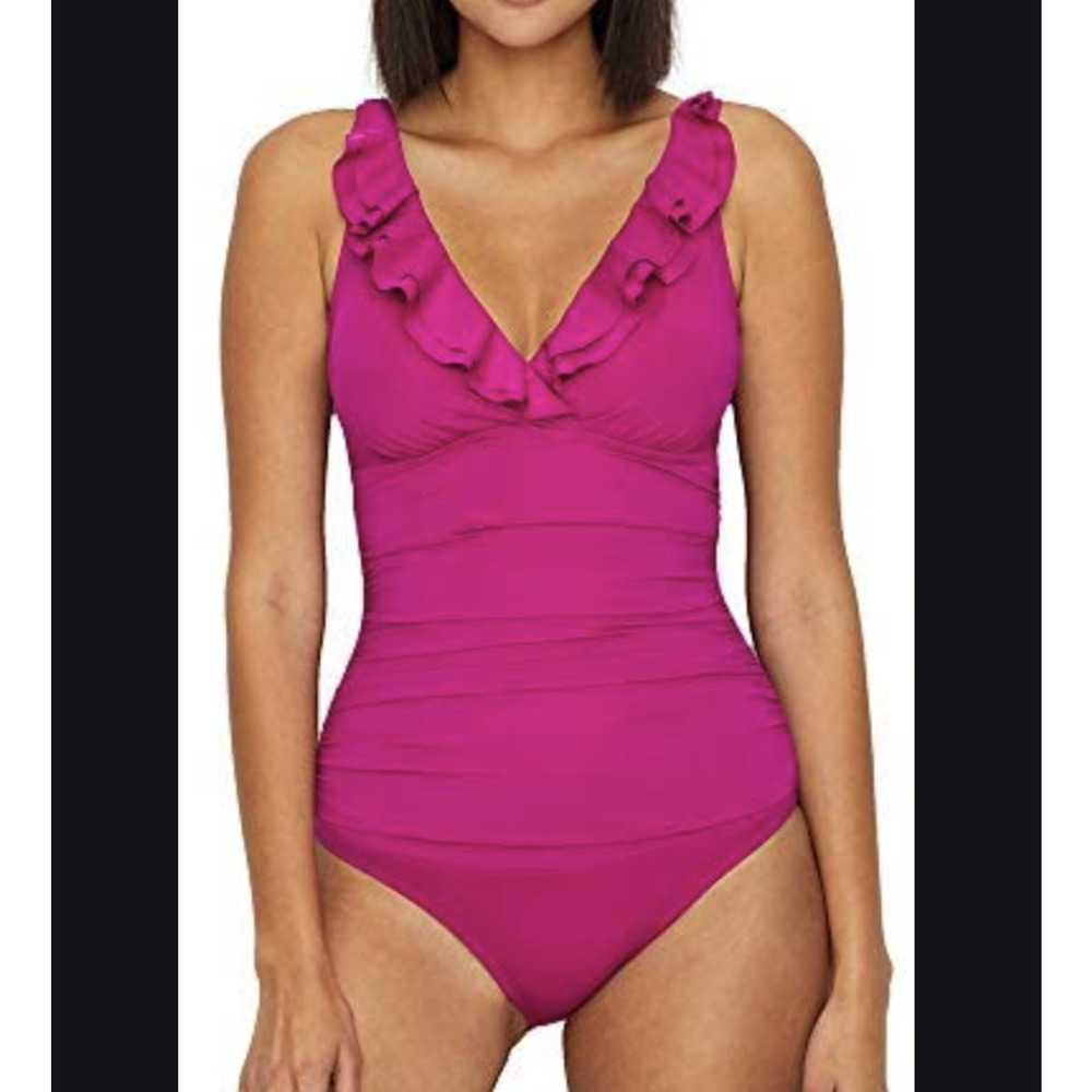 Lauren Ralph Lauren Ruffle Surplice VNeck Swimsuit